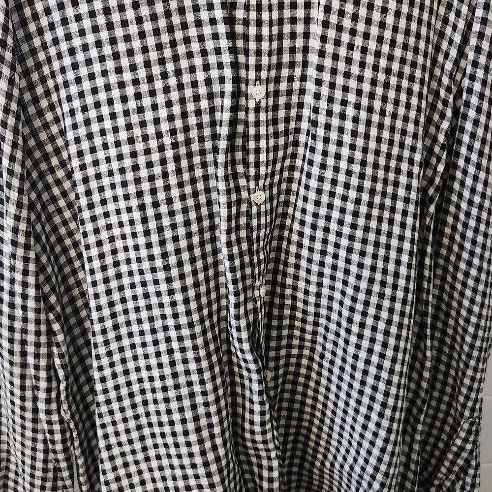 J. Peterman Black and White Gingham Shirt